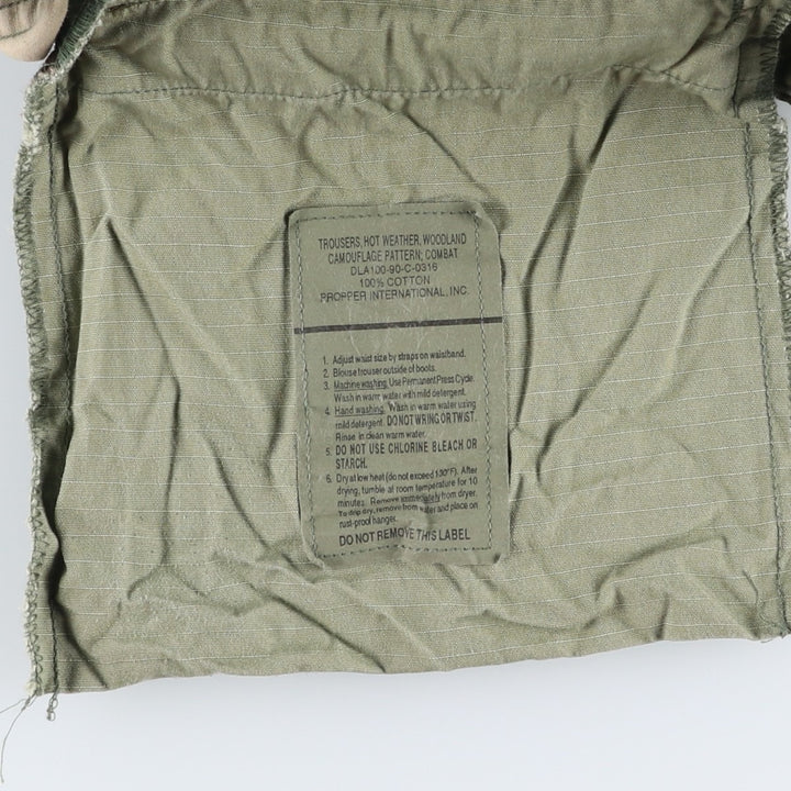 1990'S US Military Issue Woodland Camo Ripstop Military Cargo Pants Combat Pants Made in USA Small-Regular cotton Khaki type Vintage Second Hand