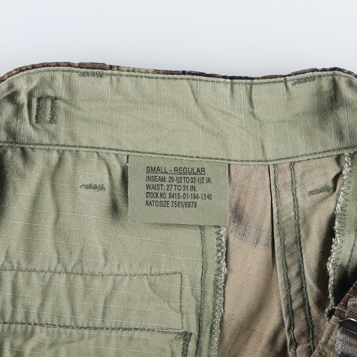 1990'S US Military Issue Woodland Camo Ripstop Military Cargo Pants Combat Pants Made in USA Small-Regular cotton Khaki type Vintage Second Hand