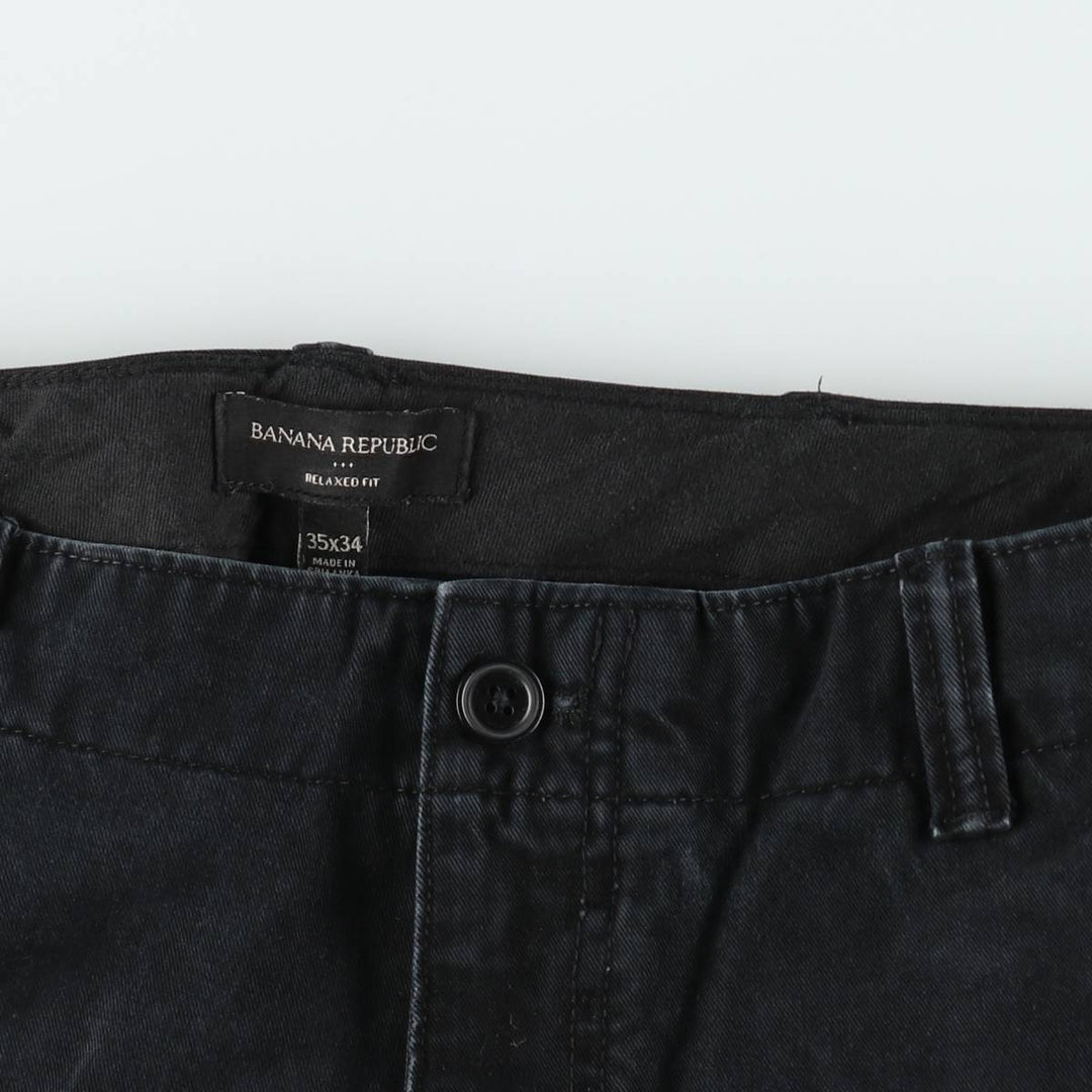 Banana Republic Relaxed Fit Military Cargo Pants, Men's Size W36 (approx.) cotton black type Vintage Second Hand
