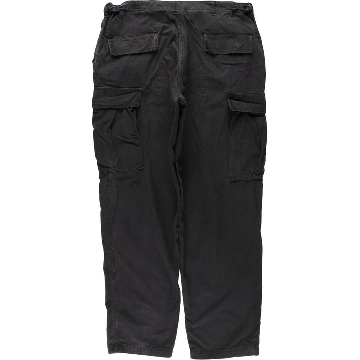 Civilian-made ripstop military cargo pants/combat pants, made in the USA, men's size L equivalent. cotton black type Vintage Second Hand