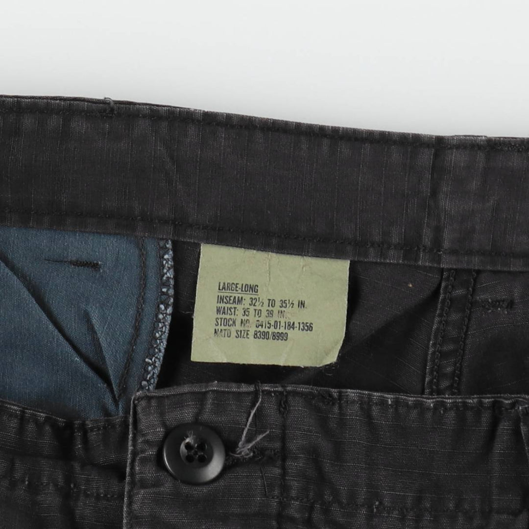 Civilian-made ripstop military cargo pants/combat pants, made in the USA, men's size L equivalent. cotton black type Vintage Second Hand