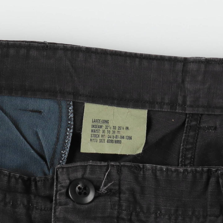 Civilian-made ripstop military cargo pants/combat pants, made in the USA, men's size L equivalent. cotton black type Vintage Second Hand