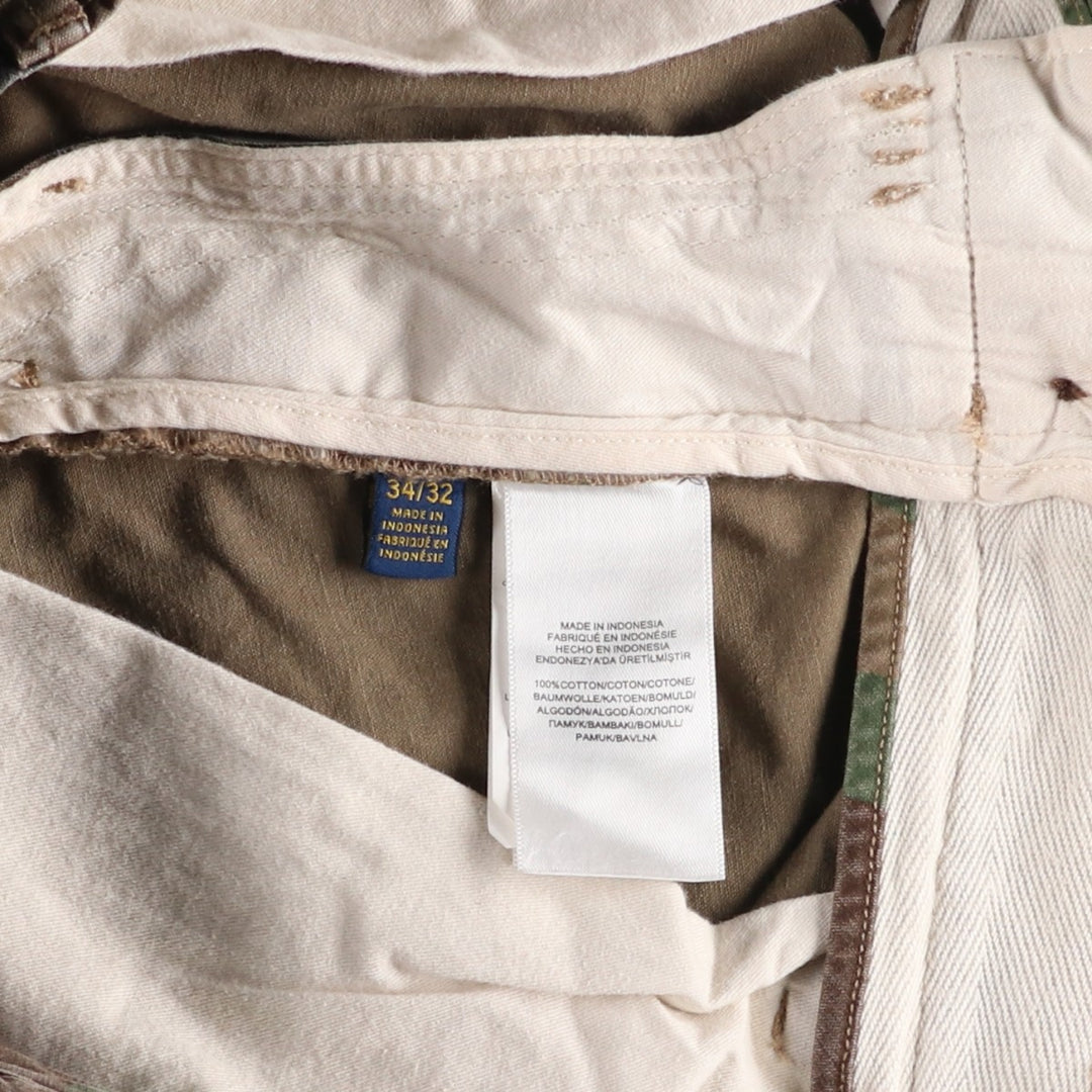 Ralph Lauren POLO RALPH LAUREN SLIM FIT Camouflage Pattern Woodland Camo Military Cargo Pants Men's W36 (approx.) cotton Khaki type Vintage Second Hand