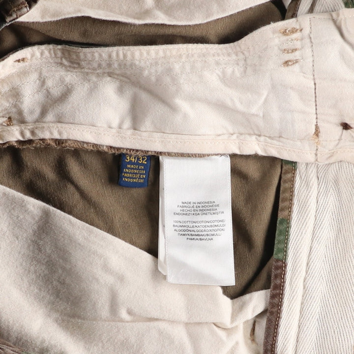 Ralph Lauren POLO RALPH LAUREN SLIM FIT Camouflage Pattern Woodland Camo Military Cargo Pants Men's W36 (approx.) cotton Khaki type Vintage Second Hand