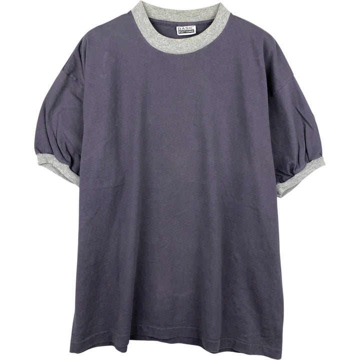~90'S BASIC EDITIONS Ringer T-shirt, Men's XL equivalent, Vintage unclear gray type Vintage Second Hand