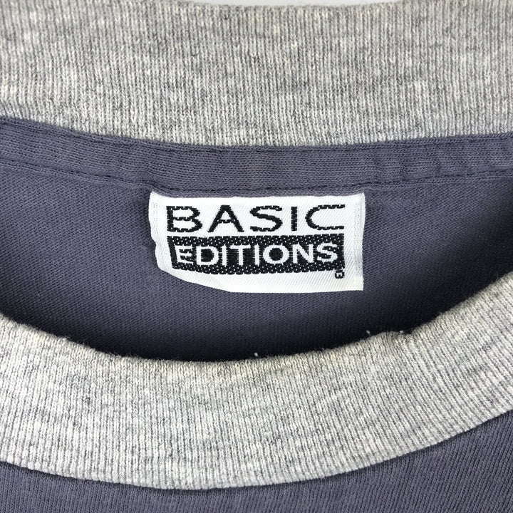 ~90'S BASIC EDITIONS Ringer T-shirt, Men's XL equivalent, Vintage unclear gray type Vintage Second Hand