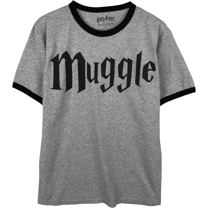 Harry Potter Movie Ringer T-Shirt (Men's Size M) cotton gray type Vintage Second Hand