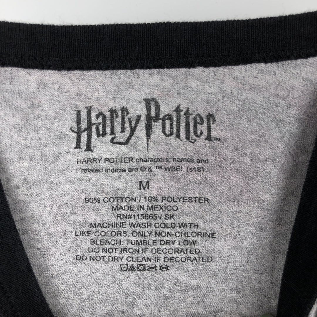 Harry Potter Movie Ringer T-Shirt (Men's Size M) cotton gray type Vintage Second Hand