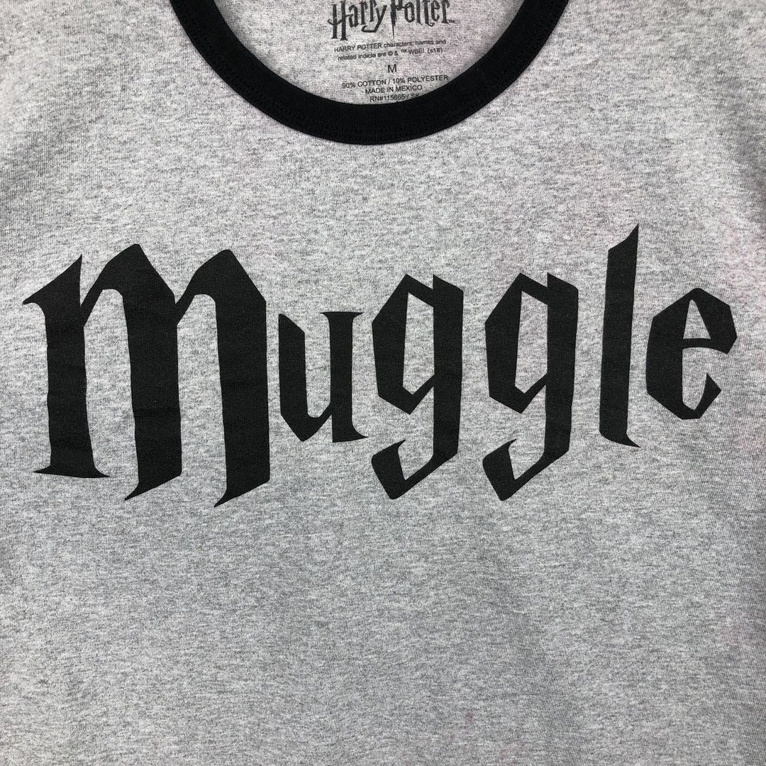 Harry Potter Movie Ringer T-Shirt (Men's Size M) cotton gray type Vintage Second Hand