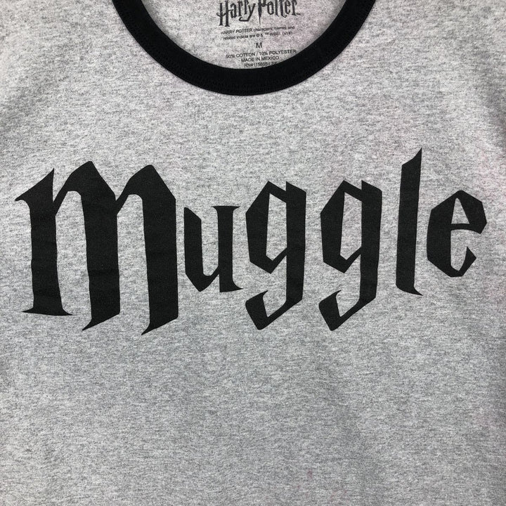 Harry Potter Movie Ringer T-Shirt (Men's Size M) cotton gray type Vintage Second Hand