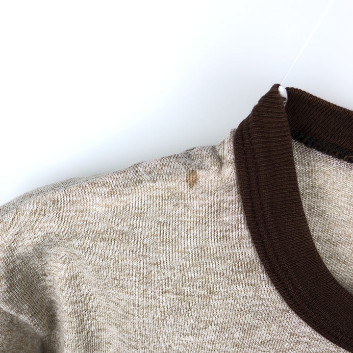 80'S Sportswear GULF COAT Ringer T-Shirt, Made in USA, Men's Size M (approx.), Vintage polyester beige type brown Vintage Second Hand