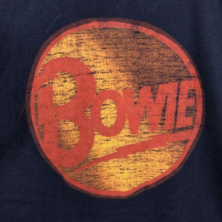 DAVID BOWIE Ringer T-Shirt, Made in USA, Men's Size M (equivalent), Band unclear navy blue type Vintage Second Hand