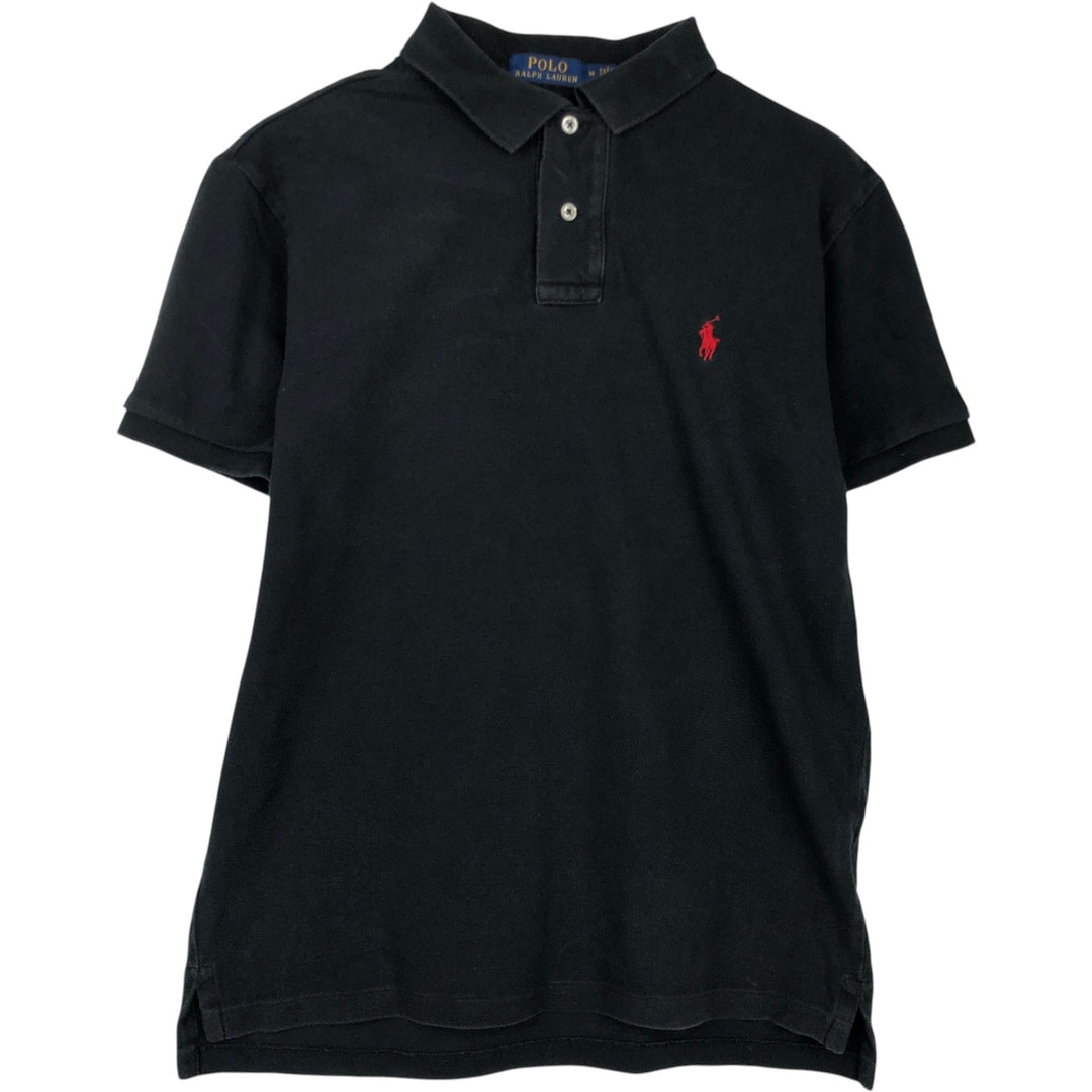 Ralph Lauren POLO RALPH LAUREN SLIM FIT short sleeve polo shirt, men's size M cotton black type Vintage Second Hand