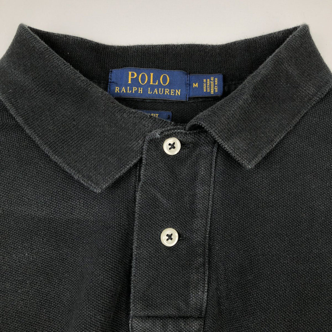 Ralph Lauren POLO RALPH LAUREN SLIM FIT short sleeve polo shirt, men's size M cotton black type Vintage Second Hand