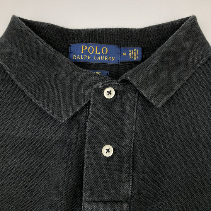 Ralph Lauren POLO RALPH LAUREN SLIM FIT short sleeve polo shirt, men's size M cotton black type Vintage Second Hand