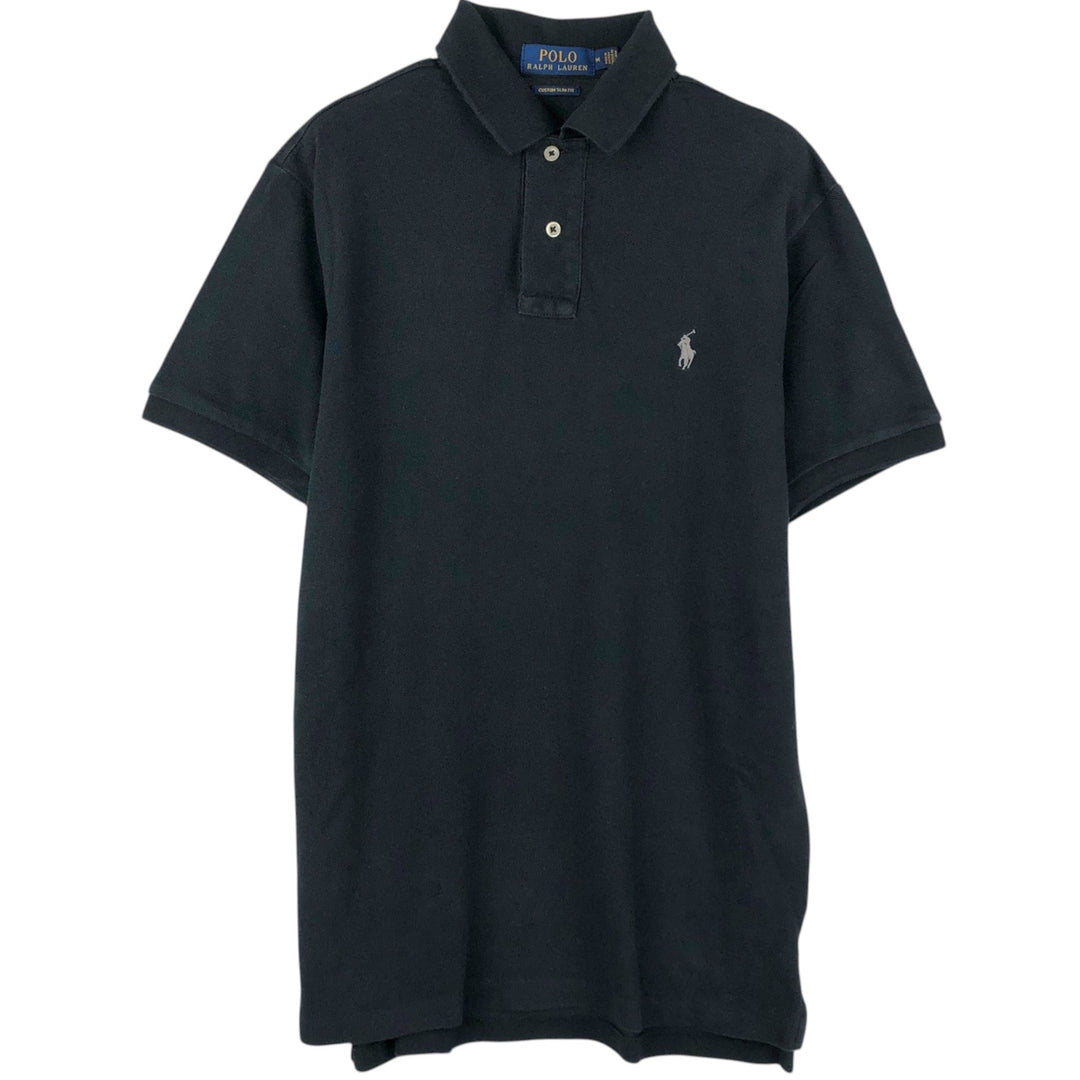 Ralph Lauren POLO RALPH LAUREN CUSTOM SLIM FIT short sleeve polo shirt men's size M cotton black type Vintage Second Hand