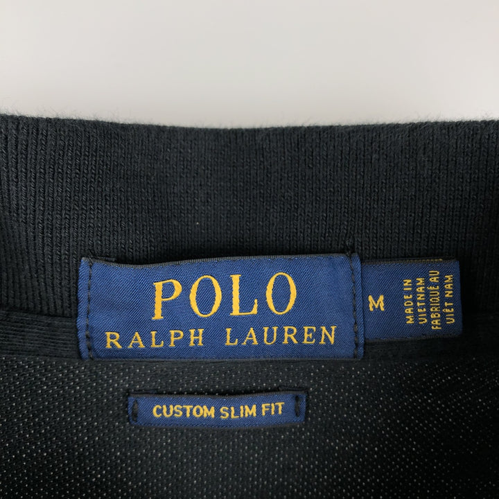 Ralph Lauren POLO RALPH LAUREN CUSTOM SLIM FIT short sleeve polo shirt men's size M cotton black type Vintage Second Hand