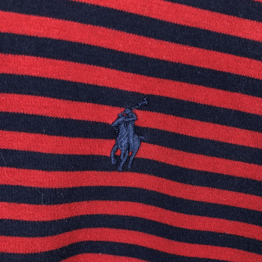 Ralph Lauren POLO by Ralph Lauren short sleeve striped polo shirt, men's XL size cotton red type Vintage Second Hand