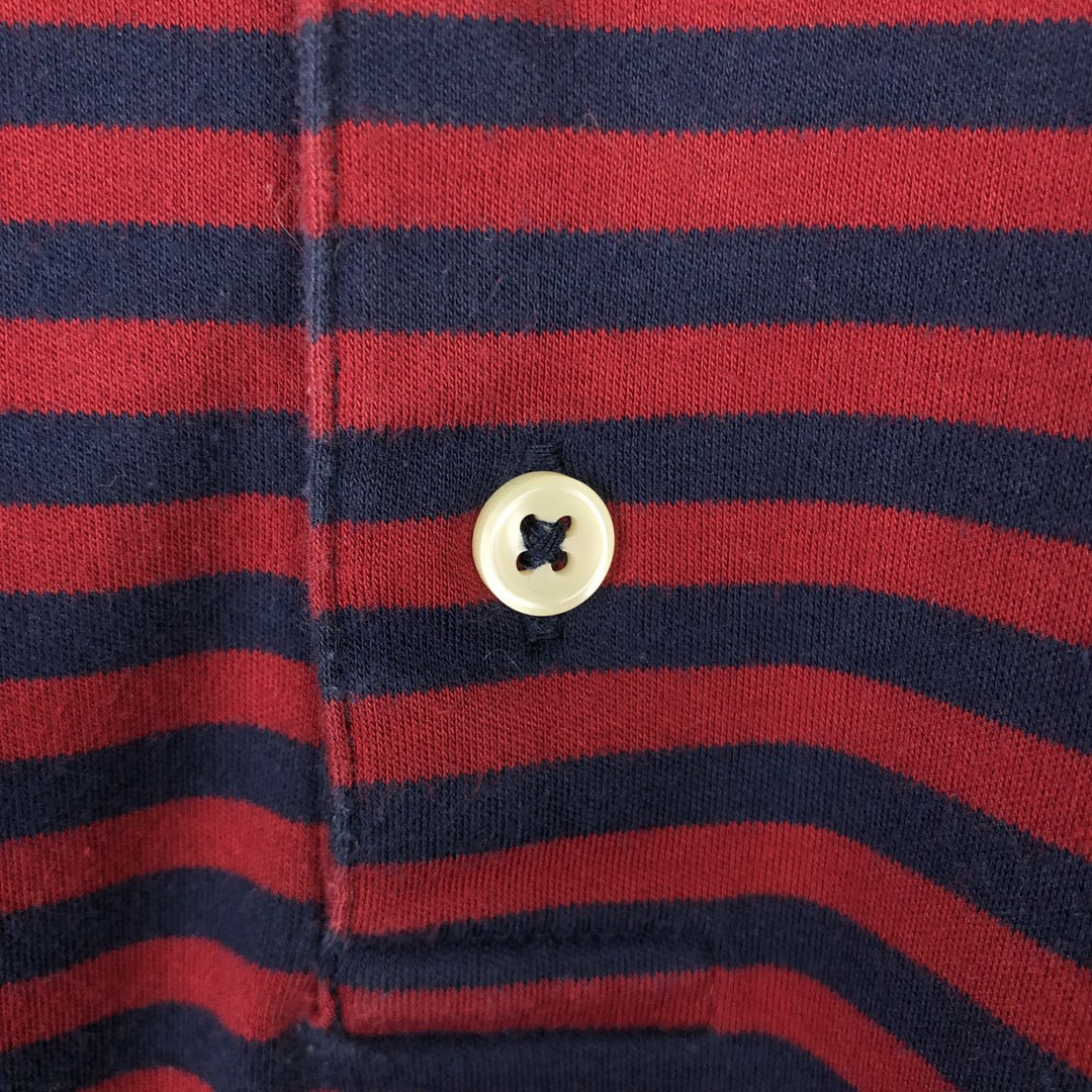 Ralph Lauren POLO by Ralph Lauren short sleeve striped polo shirt, men's XL size cotton red type Vintage Second Hand