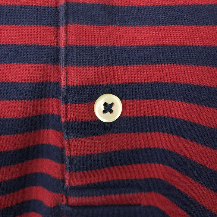Ralph Lauren POLO by Ralph Lauren short sleeve striped polo shirt, men's XL size cotton red type Vintage Second Hand