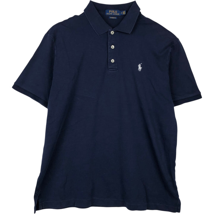 Ralph Lauren POLO RALPH LAUREN CLASSIC FIT short sleeve polo shirt, men's size M cotton navy blue type Vintage Second Hand