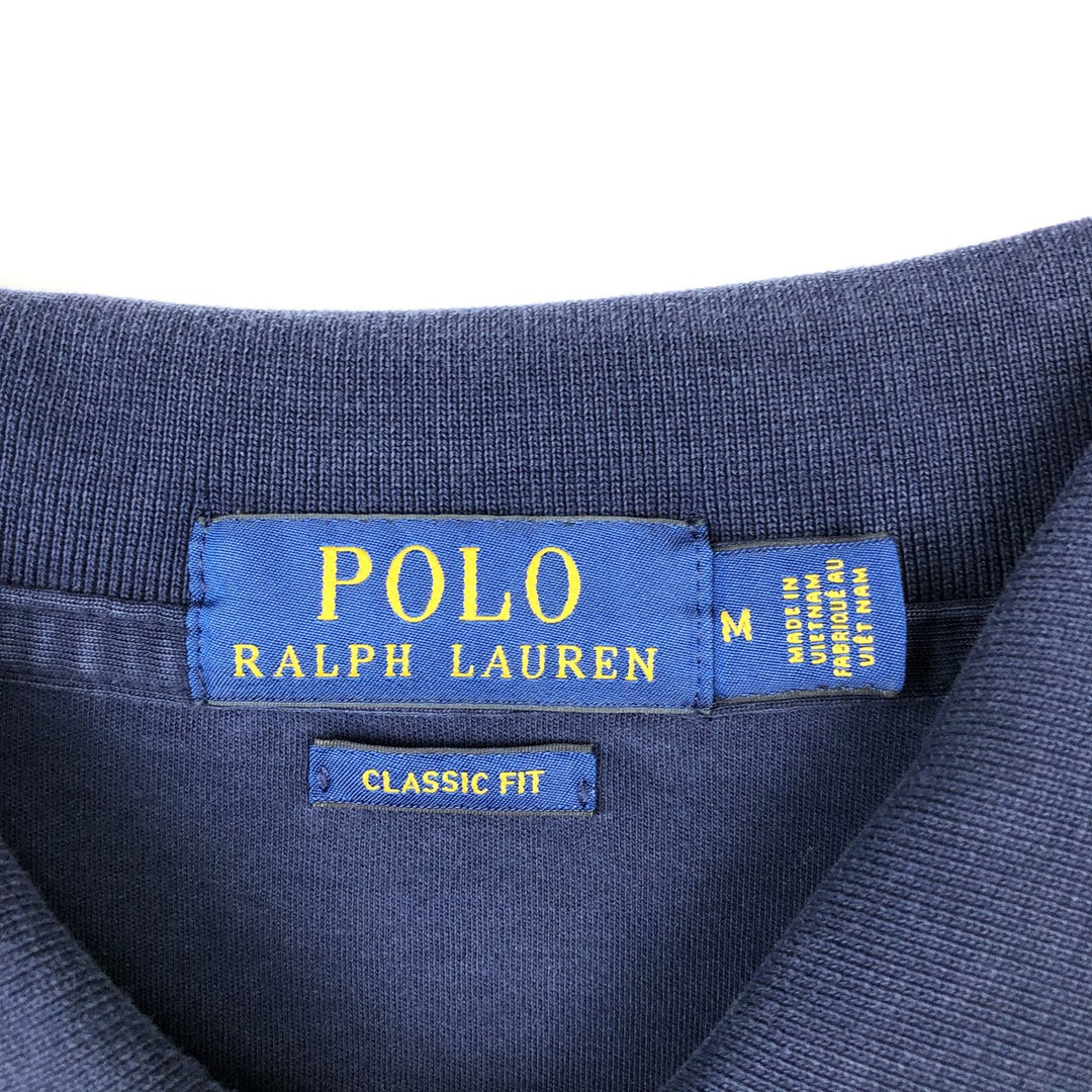 Ralph Lauren POLO RALPH LAUREN CLASSIC FIT short sleeve polo shirt, men's size M cotton navy blue type Vintage Second Hand
