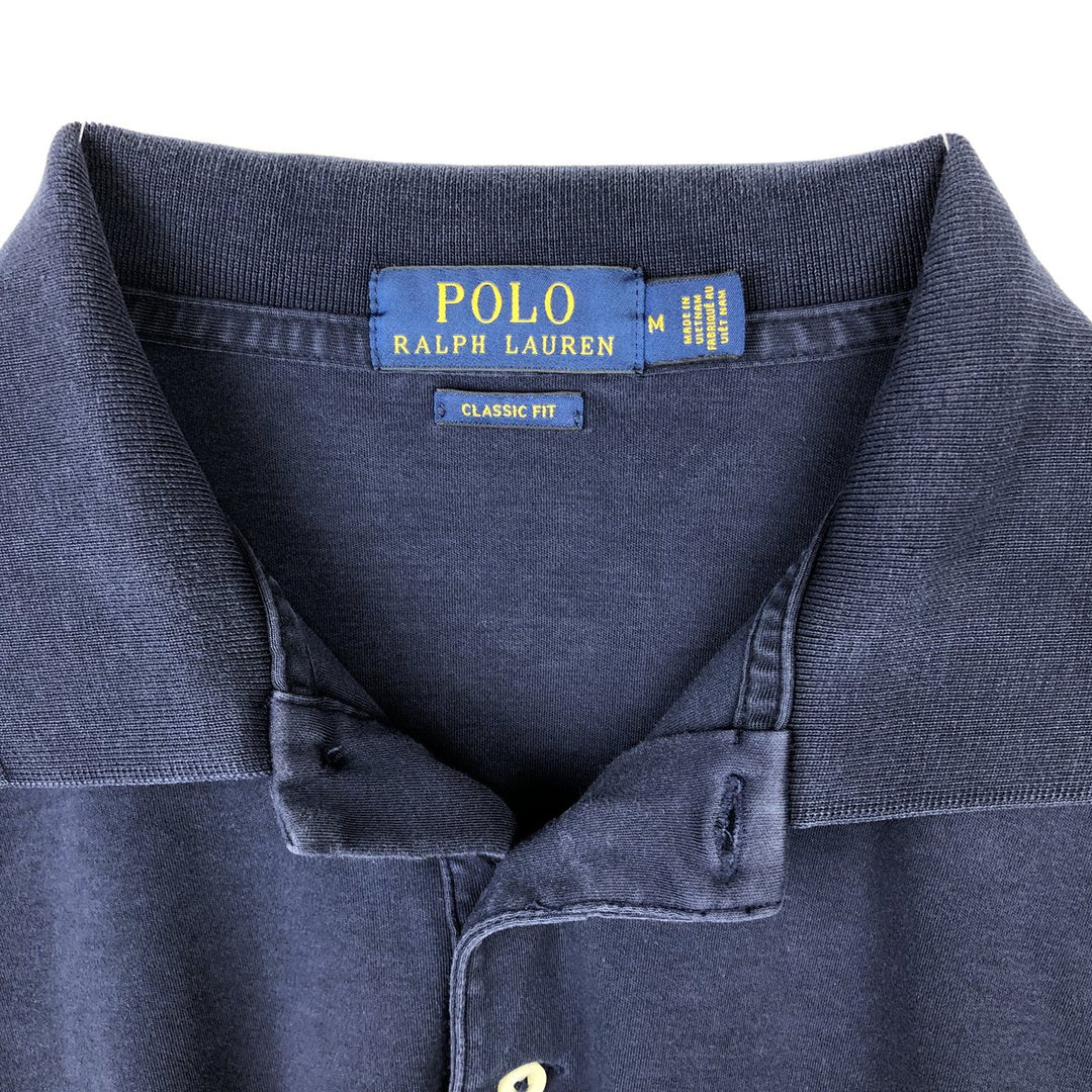 Ralph Lauren POLO RALPH LAUREN CLASSIC FIT short sleeve polo shirt, men's size M cotton navy blue type Vintage Second Hand