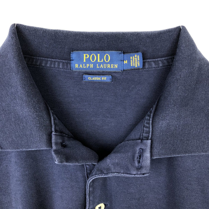 Ralph Lauren POLO RALPH LAUREN CLASSIC FIT short sleeve polo shirt, men's size M cotton navy blue type Vintage Second Hand
