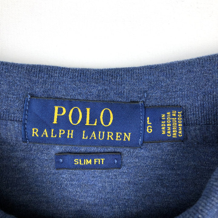 Ralph Lauren POLO RALPH LAUREN SLIM FIT short sleeve polo shirt, men's size L unclear blue type Vintage Second Hand
