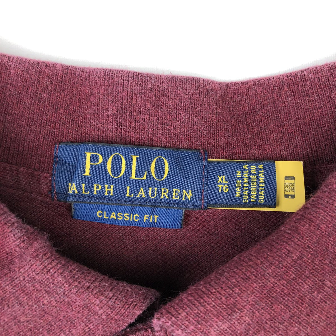 Ralph Lauren POLO RALPH LAUREN CLASSIC FIT short sleeve polo shirt men's XL equivalent cotton Red type red-purple Vintage Second Hand