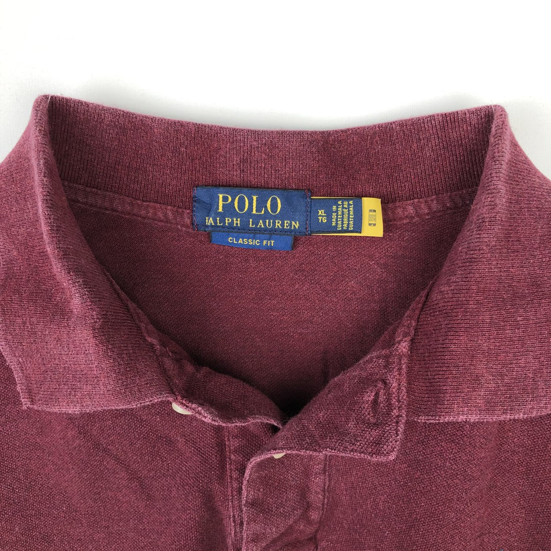 Ralph Lauren POLO RALPH LAUREN CLASSIC FIT short sleeve polo shirt men's XL equivalent cotton Red type red-purple Vintage Second Hand