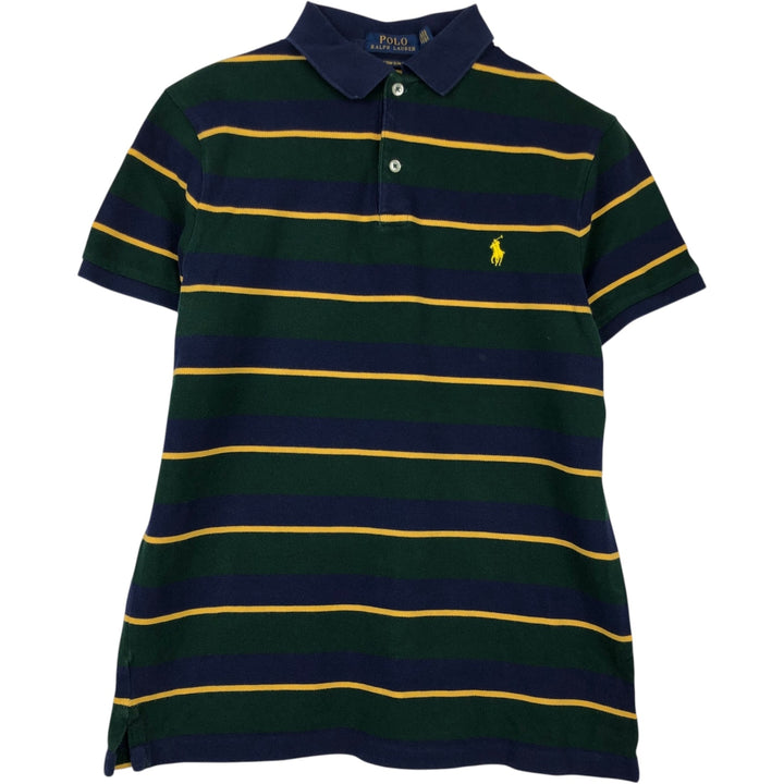 Ralph Lauren POLO RALPH LAUREN CUSTOM SLIM FIT Multi-stripe Short-Sleeve Polo Shirt (Men's Size M) cotton green type Vintage Second Hand