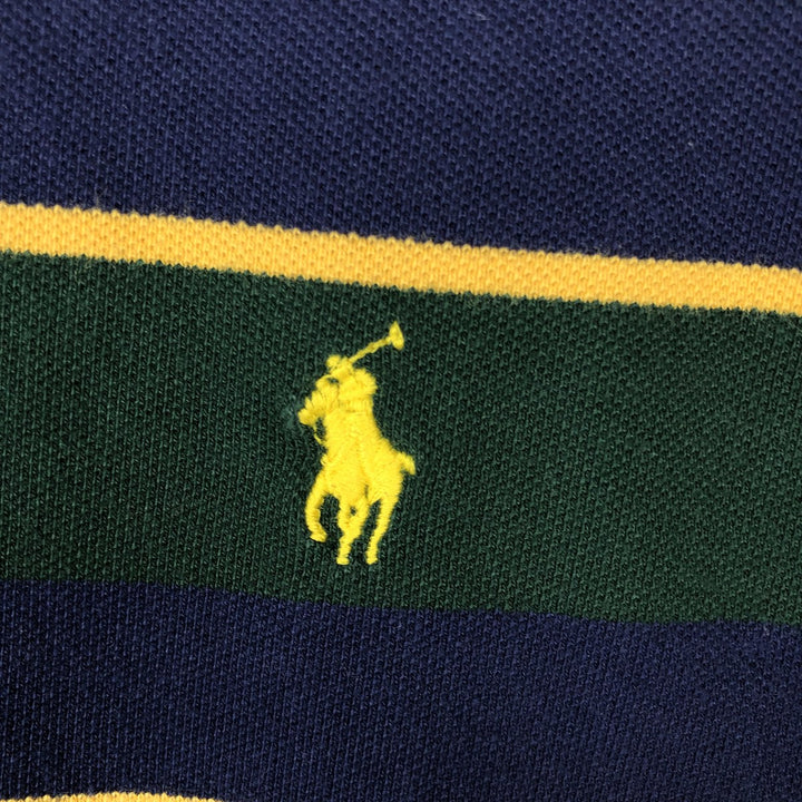 Ralph Lauren POLO RALPH LAUREN CUSTOM SLIM FIT Multi-stripe Short-Sleeve Polo Shirt (Men's Size M) cotton green type Vintage Second Hand