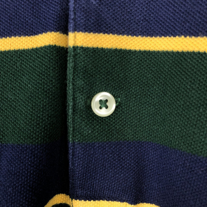 Ralph Lauren POLO RALPH LAUREN CUSTOM SLIM FIT Multi-stripe Short-Sleeve Polo Shirt (Men's Size M) cotton green type Vintage Second Hand