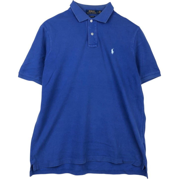 Ralph Lauren POLO RALPH LAUREN CUSTOM FIT short sleeve polo shirt men's size L cotton blue type Vintage Second Hand