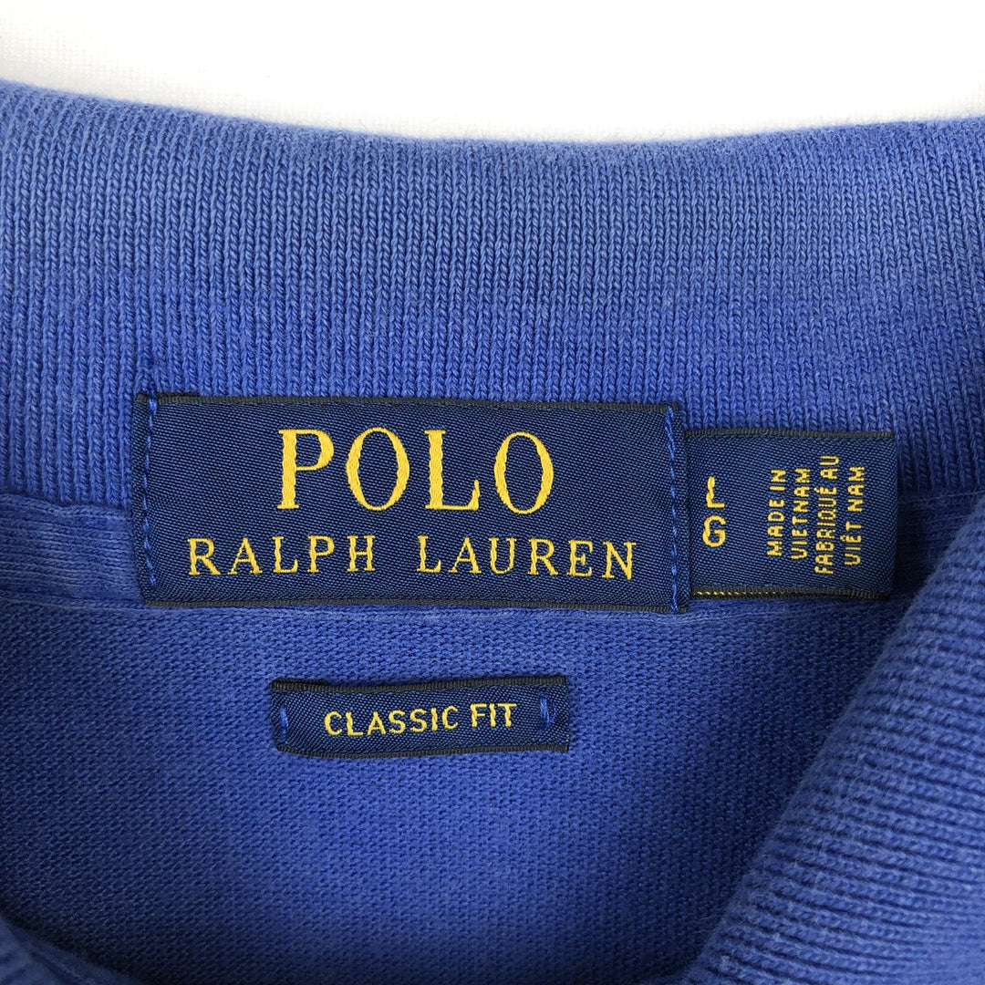 Ralph Lauren POLO RALPH LAUREN CUSTOM FIT short sleeve polo shirt men's size L cotton blue type Vintage Second Hand