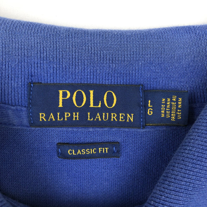 Ralph Lauren POLO RALPH LAUREN CUSTOM FIT short sleeve polo shirt men's size L cotton blue type Vintage Second Hand