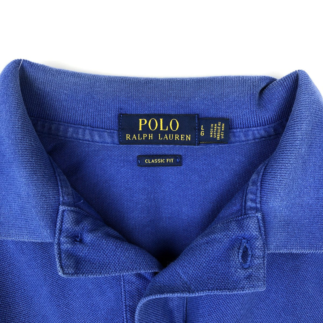 Ralph Lauren POLO RALPH LAUREN CUSTOM FIT short sleeve polo shirt men's size L cotton blue type Vintage Second Hand