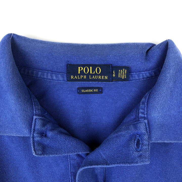 Ralph Lauren POLO RALPH LAUREN CUSTOM FIT short sleeve polo shirt men's size L cotton blue type Vintage Second Hand