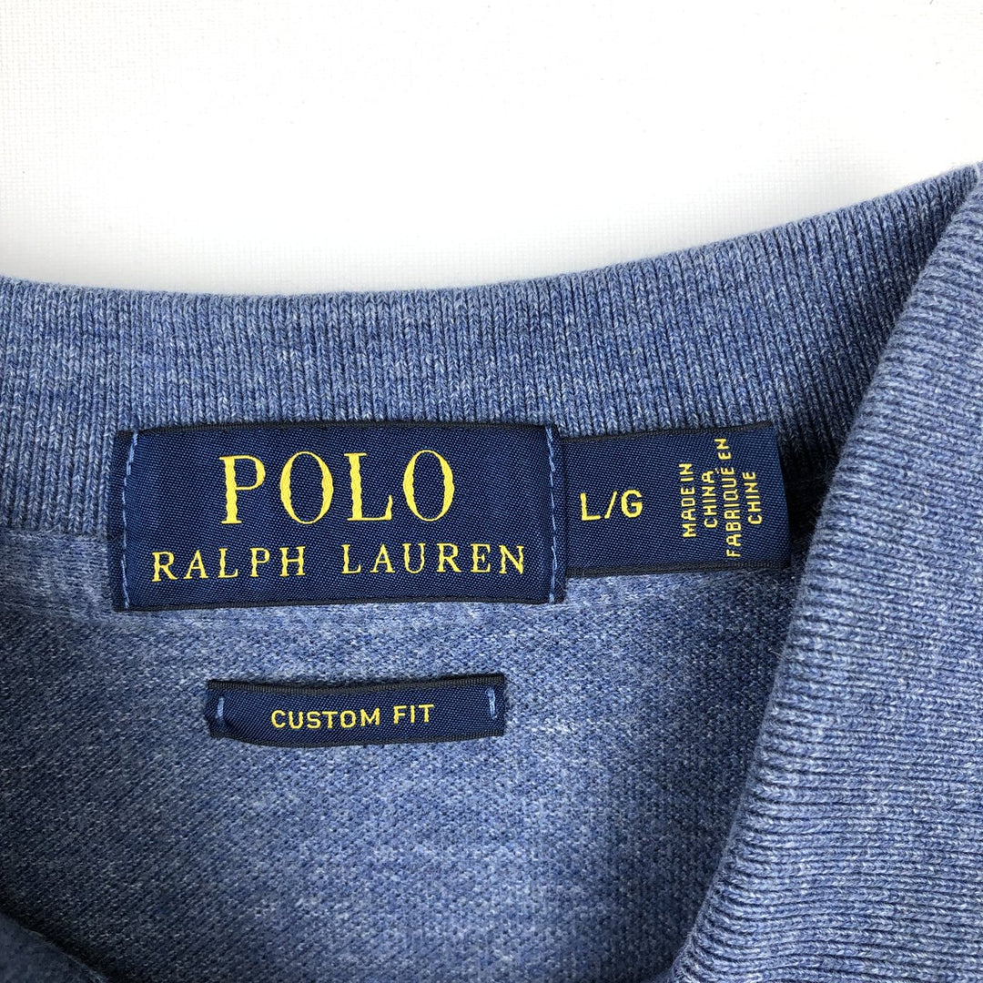Ralph Lauren POLO RALPH LAUREN CUSTOM FIT short sleeve polo shirt men's size L cotton Blue type light blue Vintage Second Hand