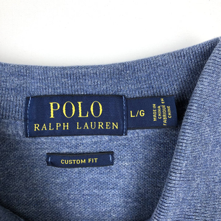 Ralph Lauren POLO RALPH LAUREN CUSTOM FIT short sleeve polo shirt men's size L cotton Blue type light blue Vintage Second Hand