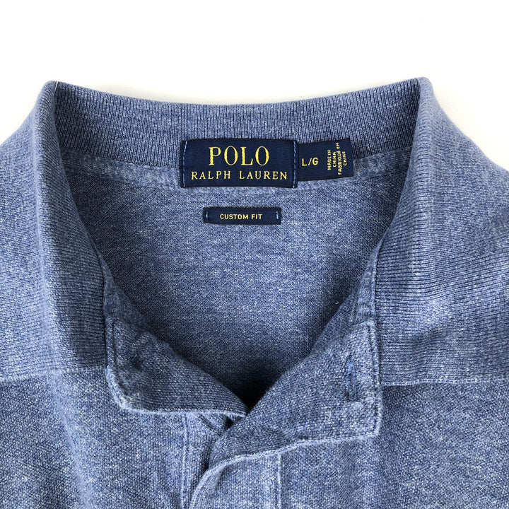 Ralph Lauren POLO RALPH LAUREN CUSTOM FIT short sleeve polo shirt men's size L cotton Blue type light blue Vintage Second Hand