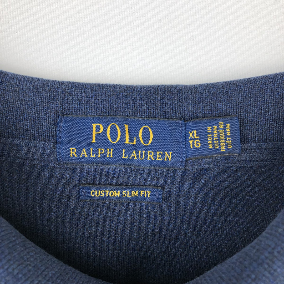 Ralph Lauren POLO RALPH LAUREN CUSTOM SLIM FIT short sleeve polo shirt men's XL equivalent unclear navy blue type Vintage Second Hand