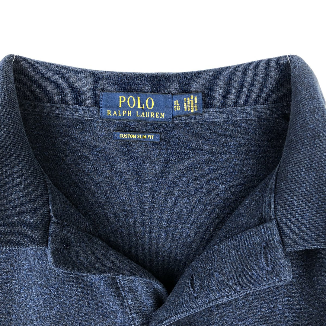 Ralph Lauren POLO RALPH LAUREN CUSTOM SLIM FIT short sleeve polo shirt men's XL equivalent unclear navy blue type Vintage Second Hand