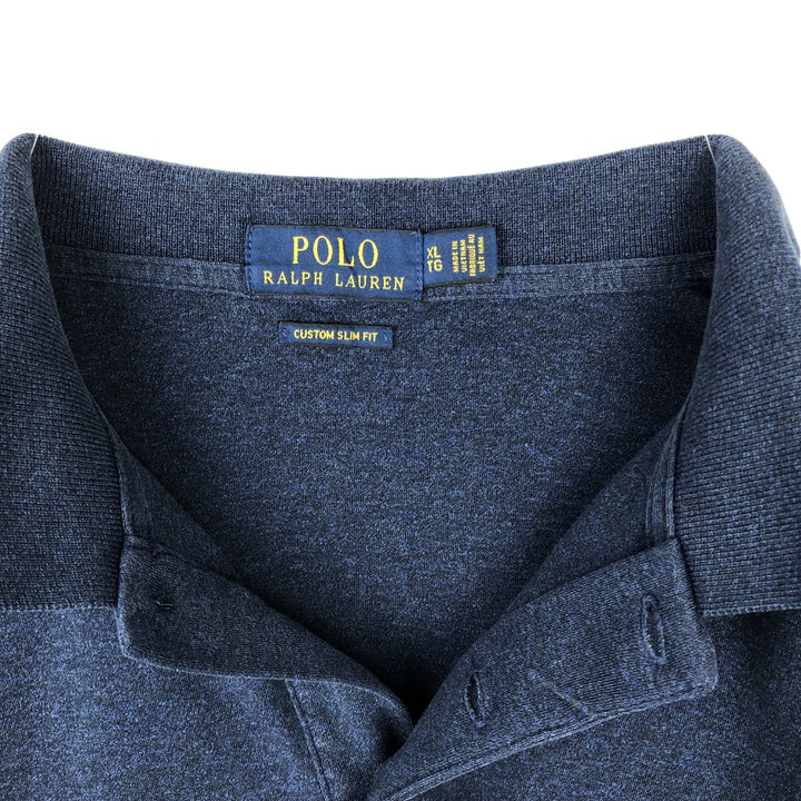 Ralph Lauren POLO RALPH LAUREN CUSTOM SLIM FIT short sleeve polo shirt men's XL equivalent unclear navy blue type Vintage Second Hand