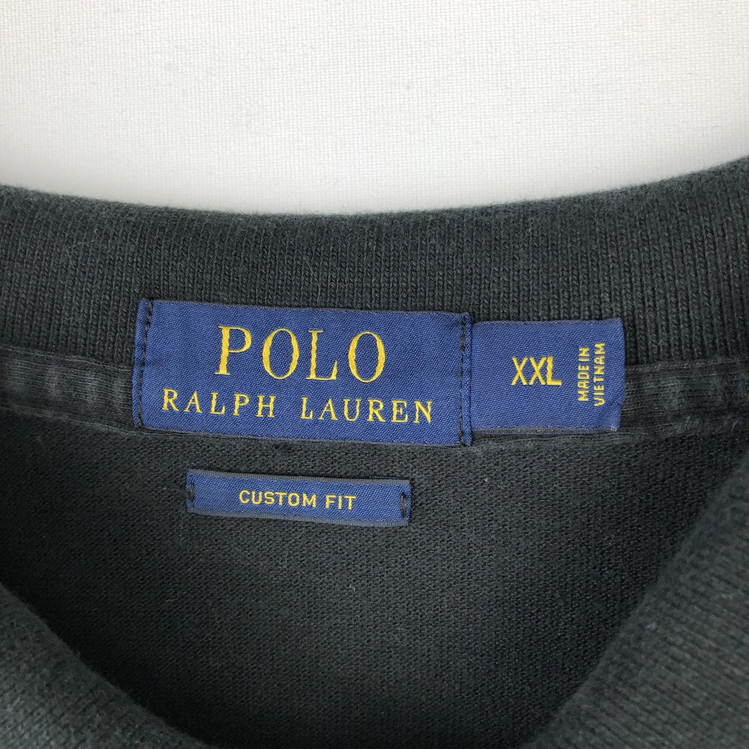 Ralph Lauren POLO RALPH LAUREN CUSTOM FIT short sleeve polo shirt men's XXL equivalent cotton black type Vintage Second Hand