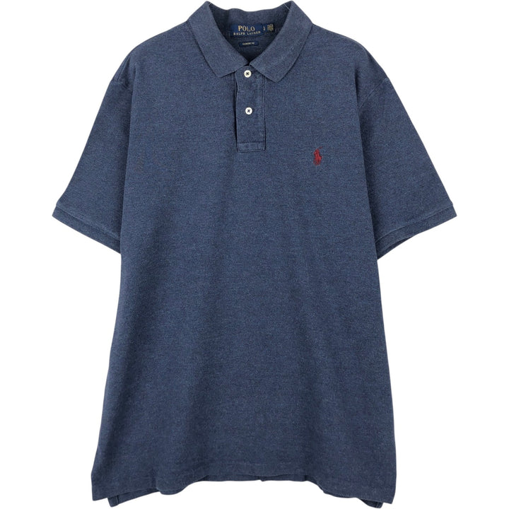 Ralph Lauren POLO RALPH LAUREN CLASSIC FIT short sleeve polo shirt for men size L cotton navy blue type Vintage Second Hand