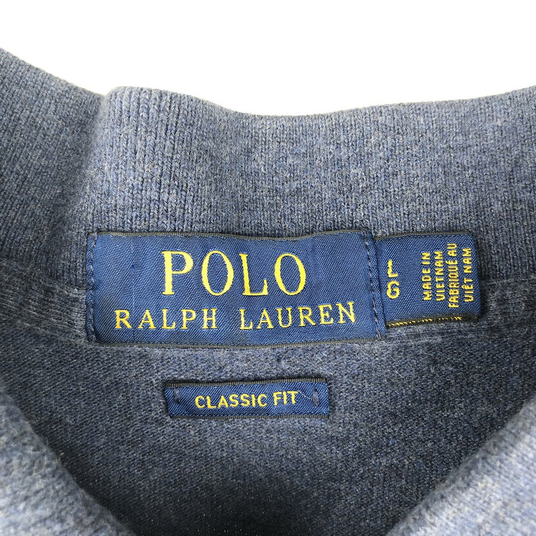Ralph Lauren POLO RALPH LAUREN CLASSIC FIT short sleeve polo shirt for men size L cotton navy blue type Vintage Second Hand