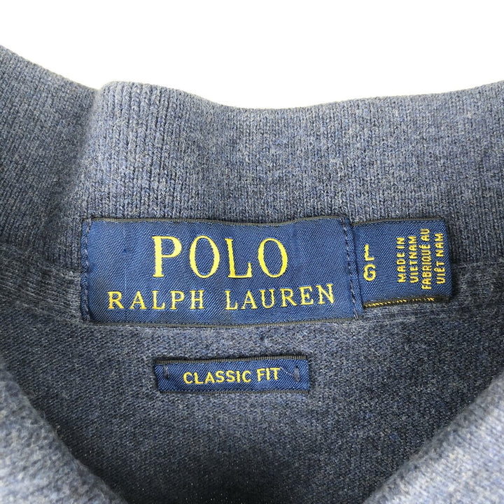Ralph Lauren POLO RALPH LAUREN CLASSIC FIT short sleeve polo shirt for men size L cotton navy blue type Vintage Second Hand