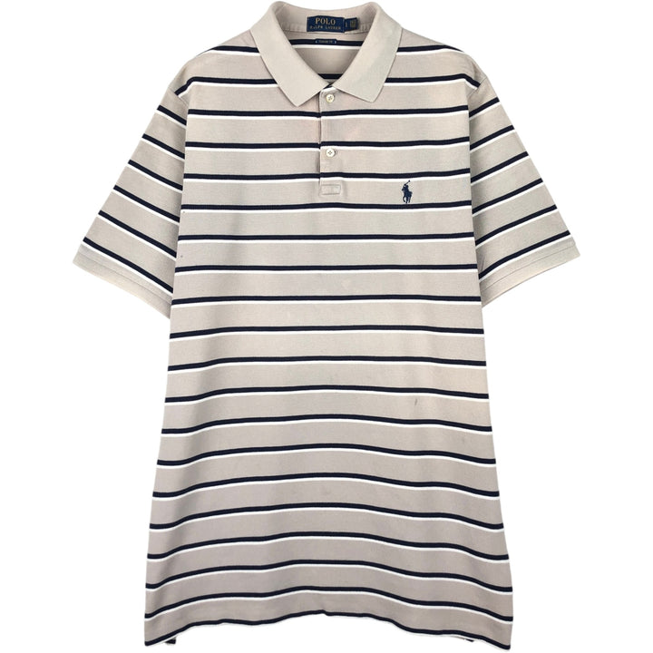 Ralph Lauren POLO RALPH LAUREN CLASSIC FIT Multi-stripe Short-Sleeve Polo Shirt, Men's Size L (approx.) cotton Beige type Vintage Second Hand